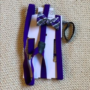 Bow tie and suspender set